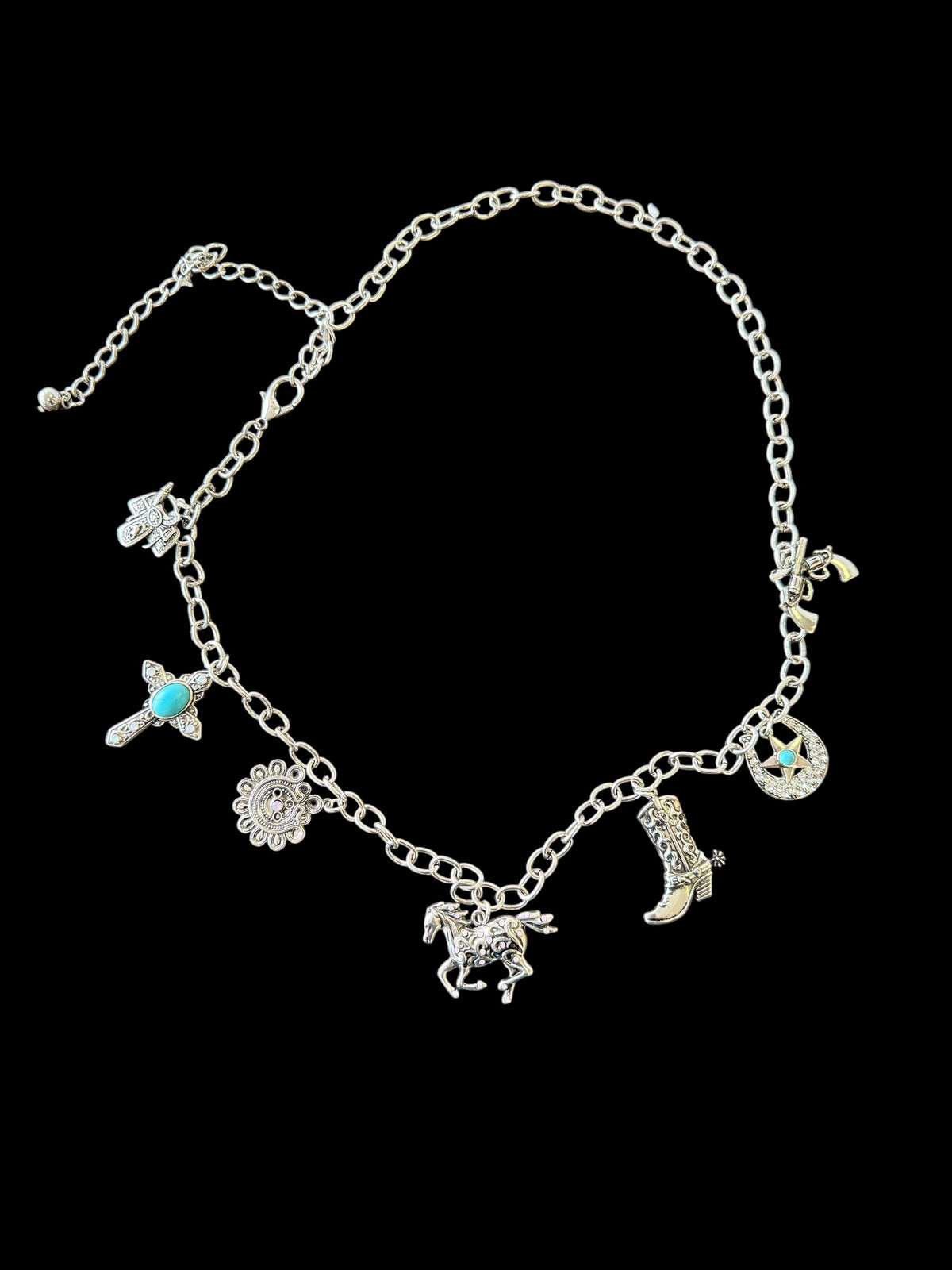 Silver Western Charm Chain Belt
