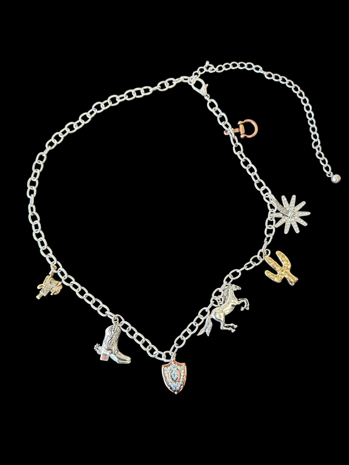 Silver Western Charm Chain Belt