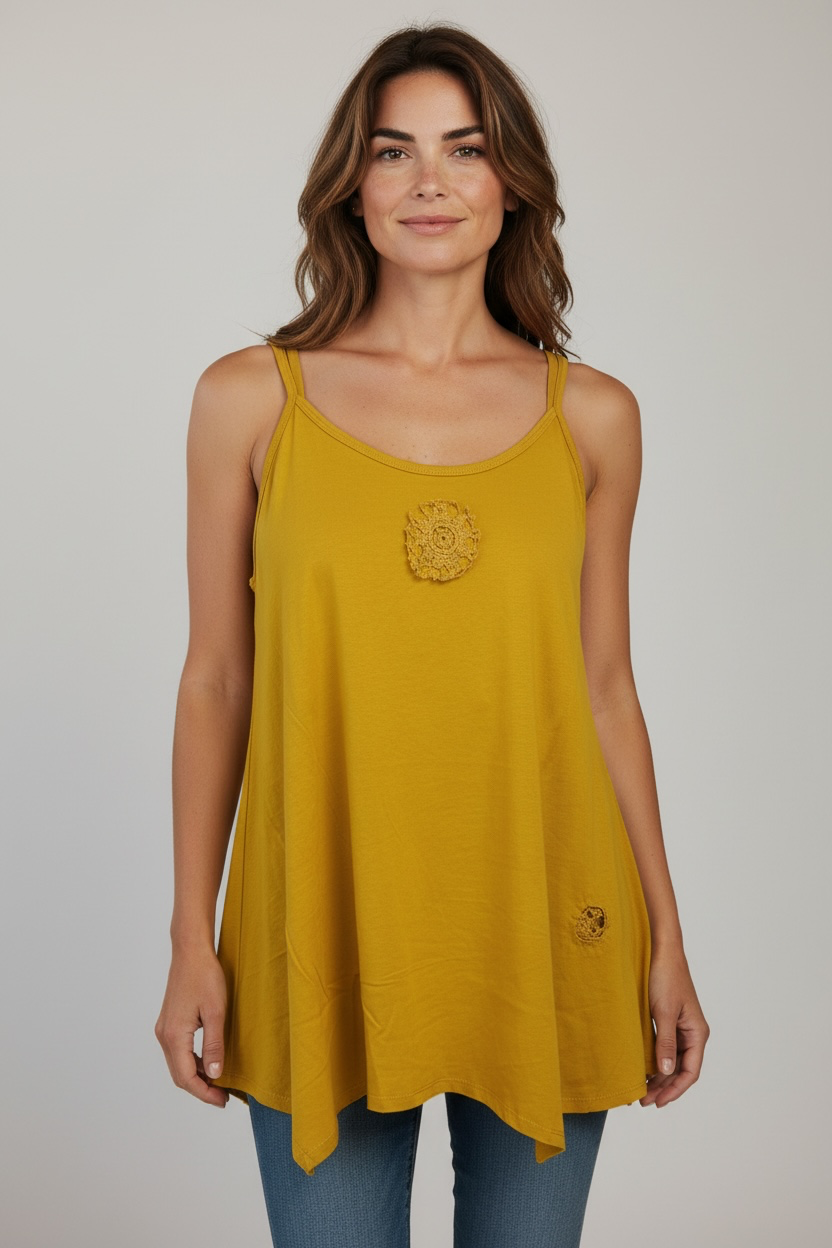 Paper Lace Cami with lace inset and raw edges