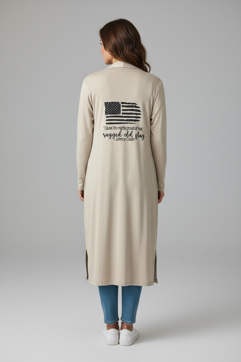 I love linen Rugged old Flag  Duster
