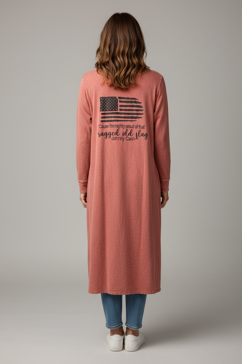 I love linen Rugged old Flag  Duster