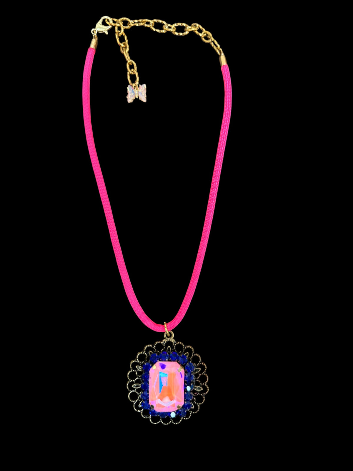 Jaded Gypsy Crystal Pendant Necklace on Nylon Cord