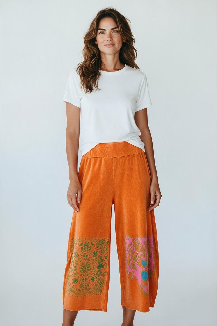 I Love Linen Tiger Graphic Wide Leg pant