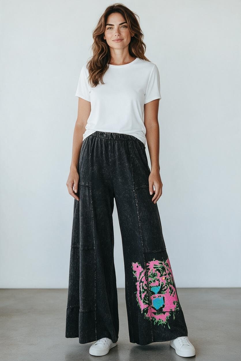 I Love Linen Mineral Wash Wide Leg Pants
