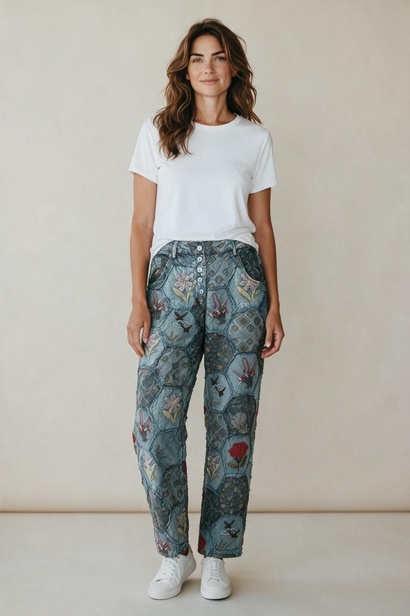 Paper Lace Blue Floral Print Jeans