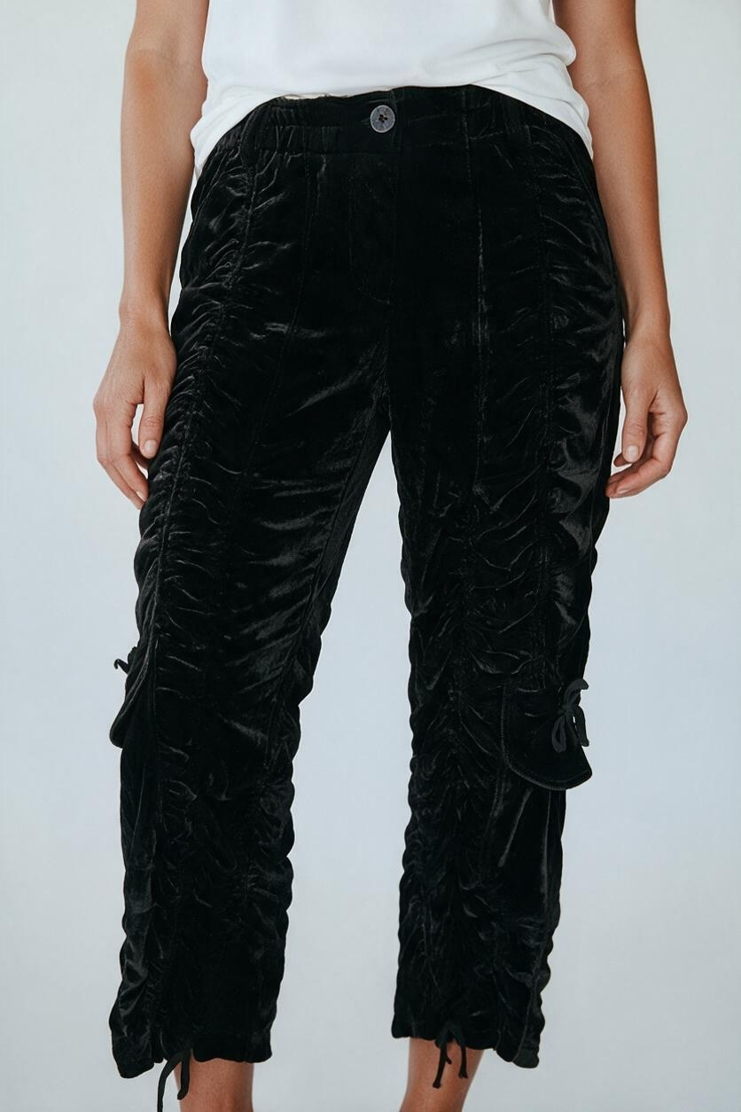 Paper Lace Black Velvet Pants