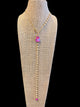 Jaded Gypsy Gold & Pearl Crystal Lariat Necklace
