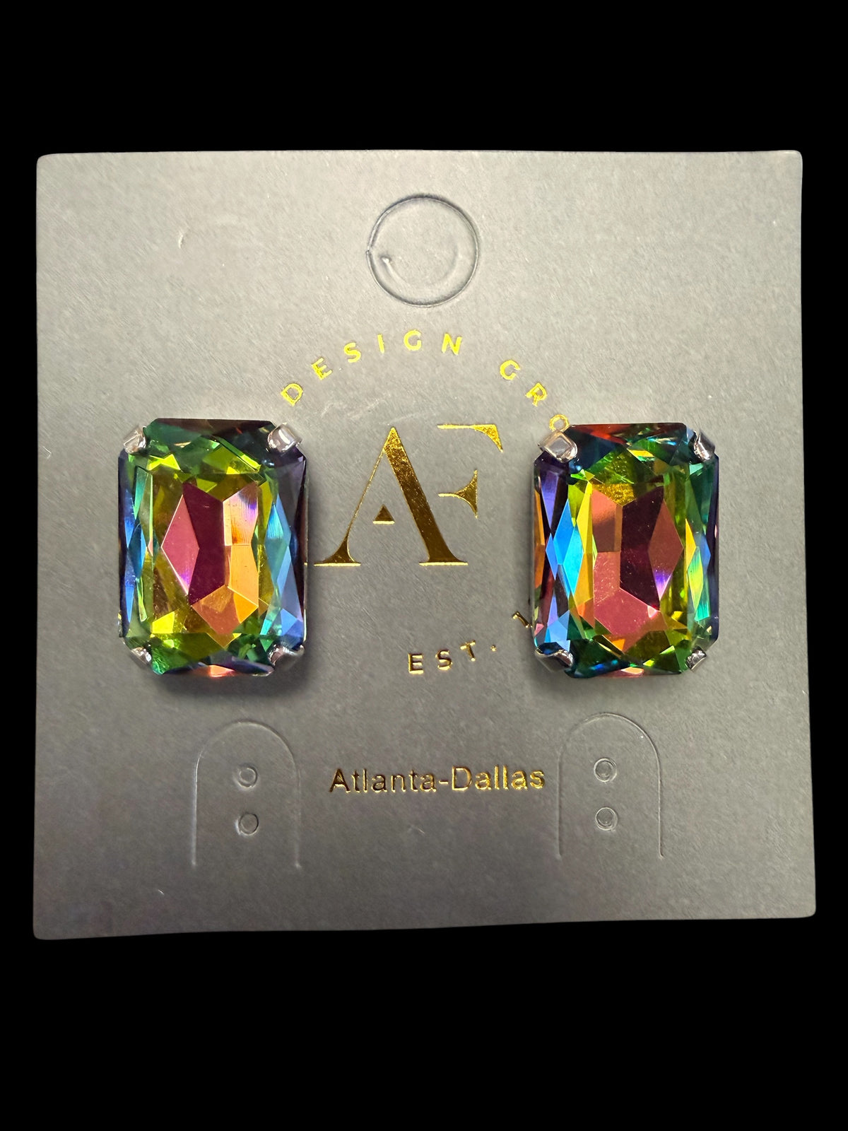 Wafa Rectangle Austrian Crystal Earrings
