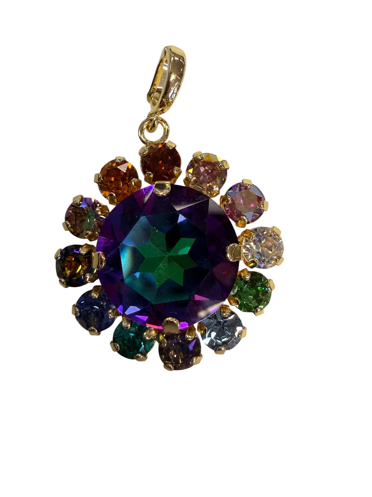 Gold Crystal Rounded Pendant