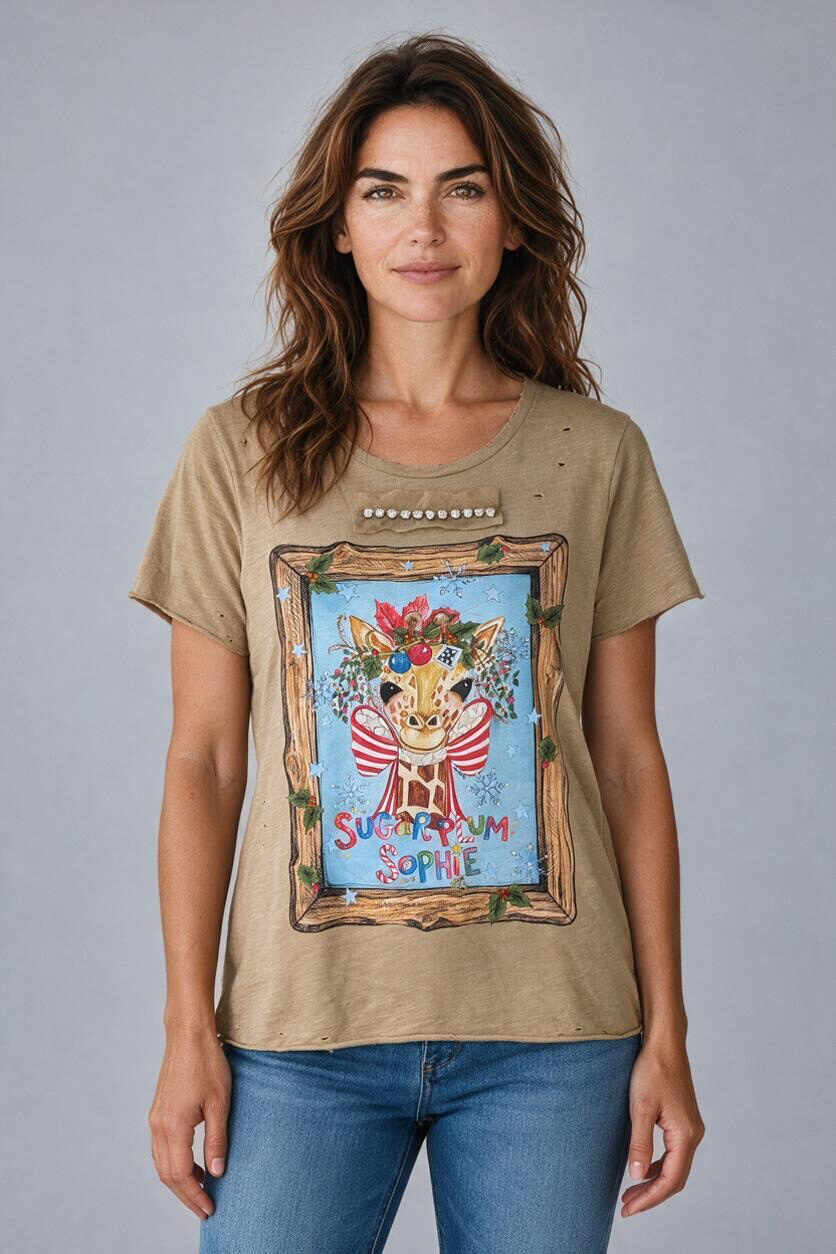 A Rare Bird Suga Plum Sophie Rhinestone Tee