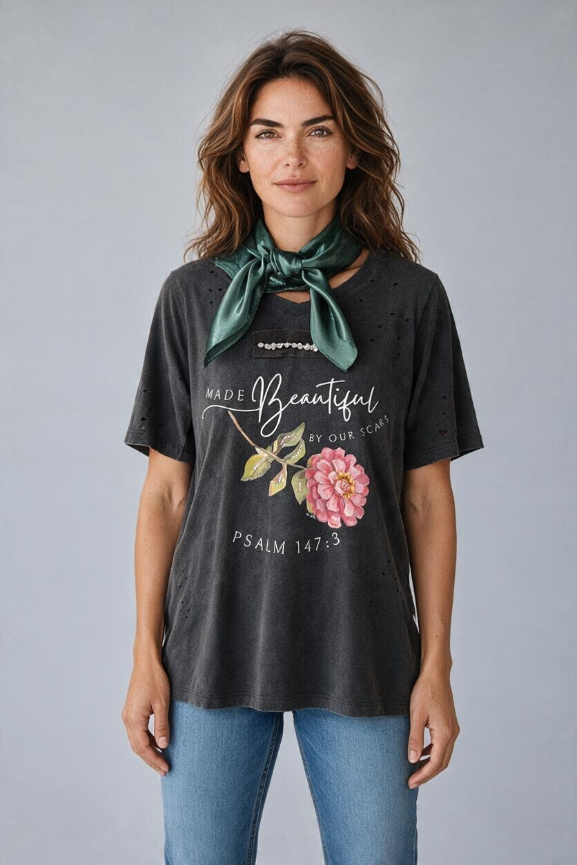 A Rare Bird Rhinestone Made Beautiful By Our Scars Tee