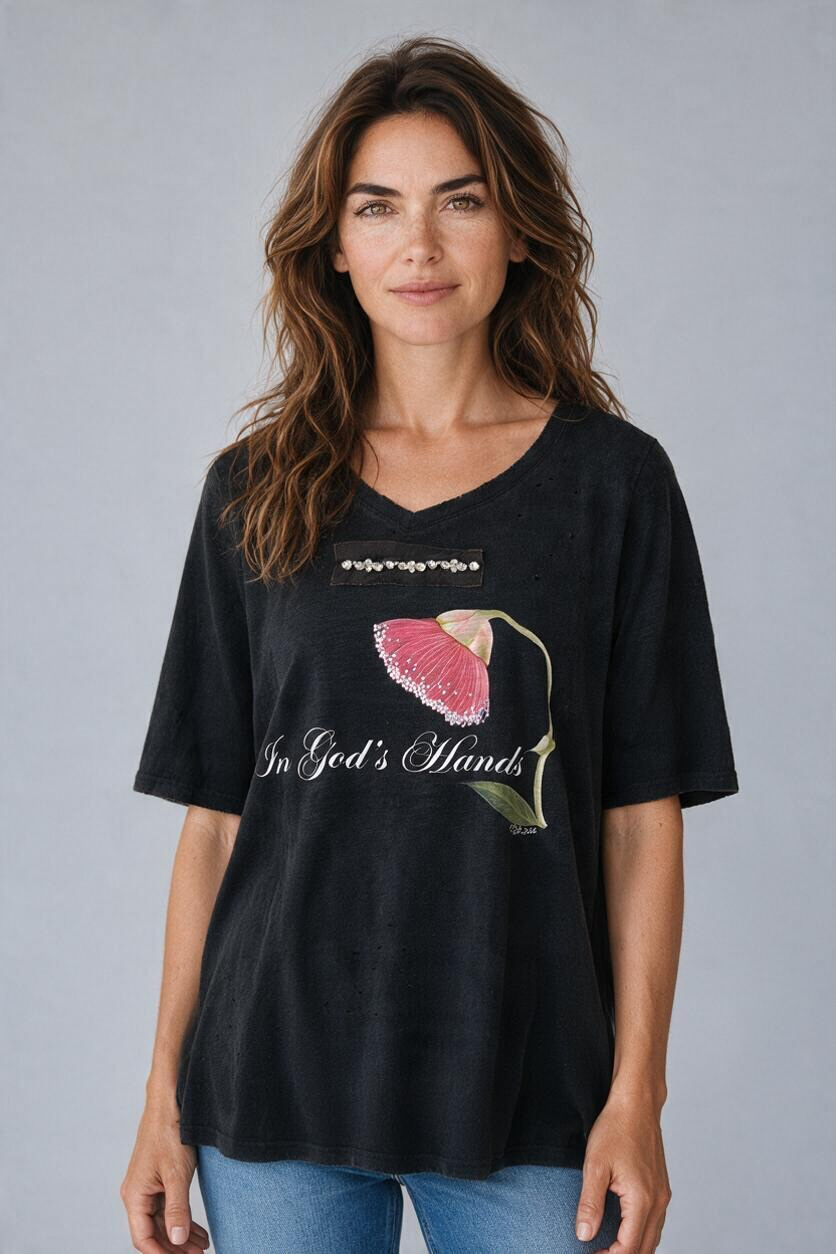 A rare bird in God's Hand  Vintage Rhinestone Tee