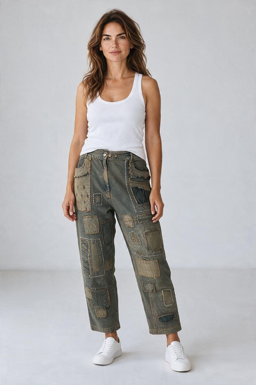 Paper Lace Greenish Blue Distressed Pants