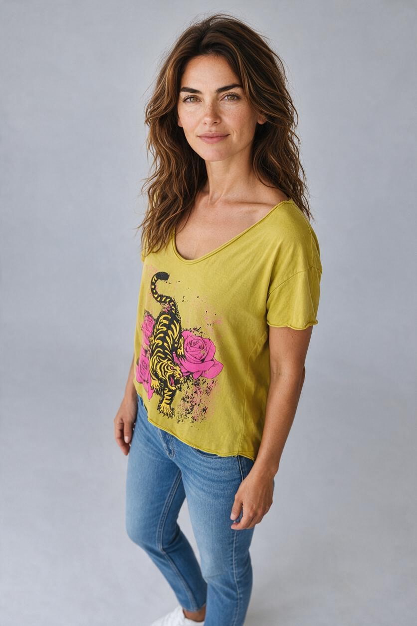 I Love Linen Tiger Rose Tee