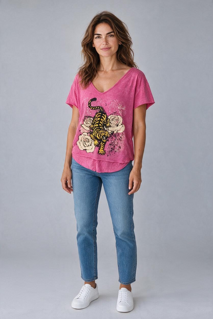 I Love Linen Tiger Rose Tee