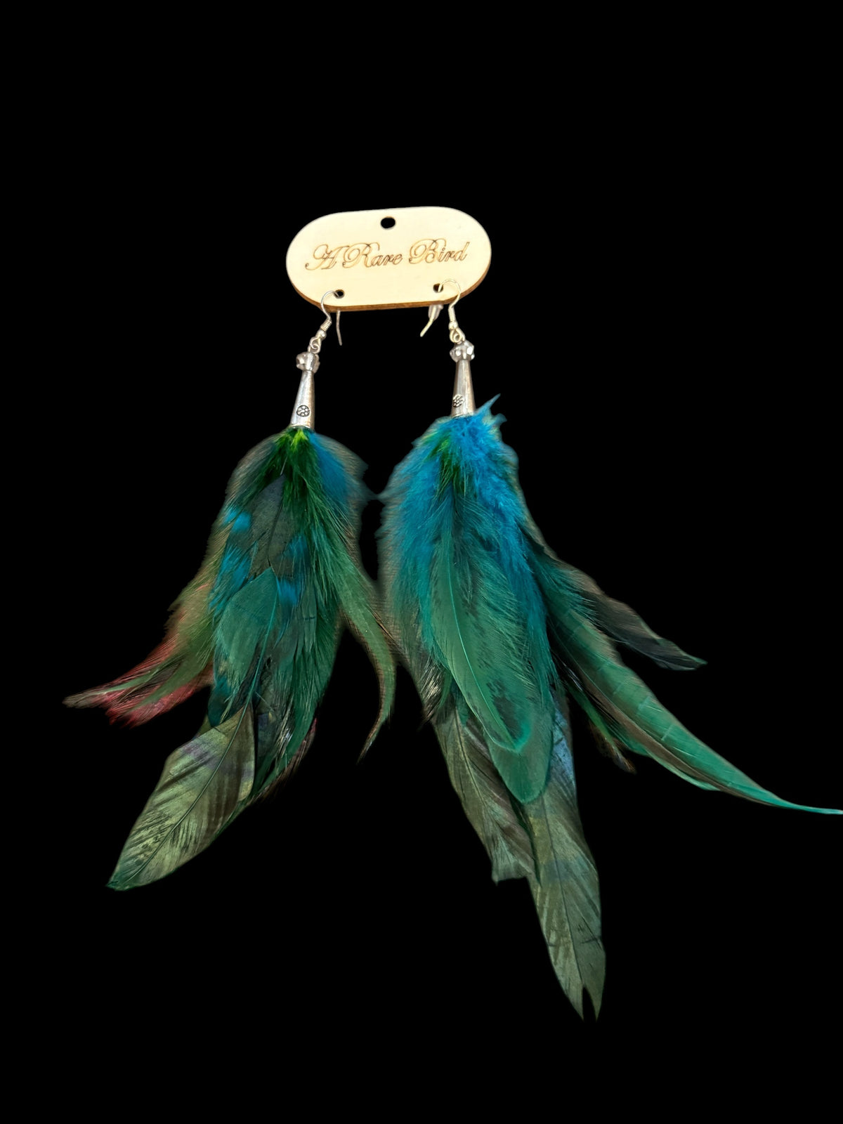 A Rare Bird Midnight Teal Feather Earrings