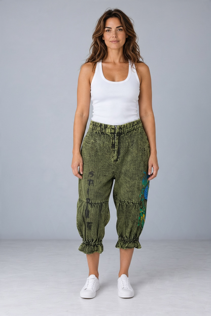 I Love Linen Spirit Dragon Acid Wash Harem Pants