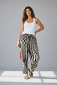 I Love Linen Tiger Rose Checker Patchwork Pants — Black/Cream