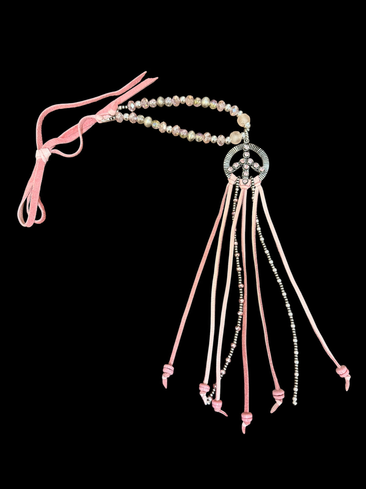 A Rare Bird Pink Peace & Love Tassel Necklace