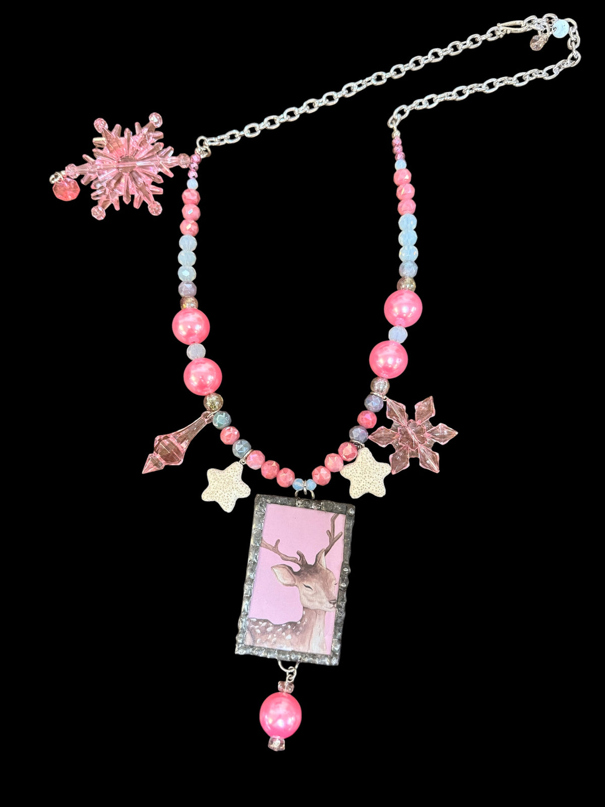 A Rare Bird Pink Christmas Charm Necklace