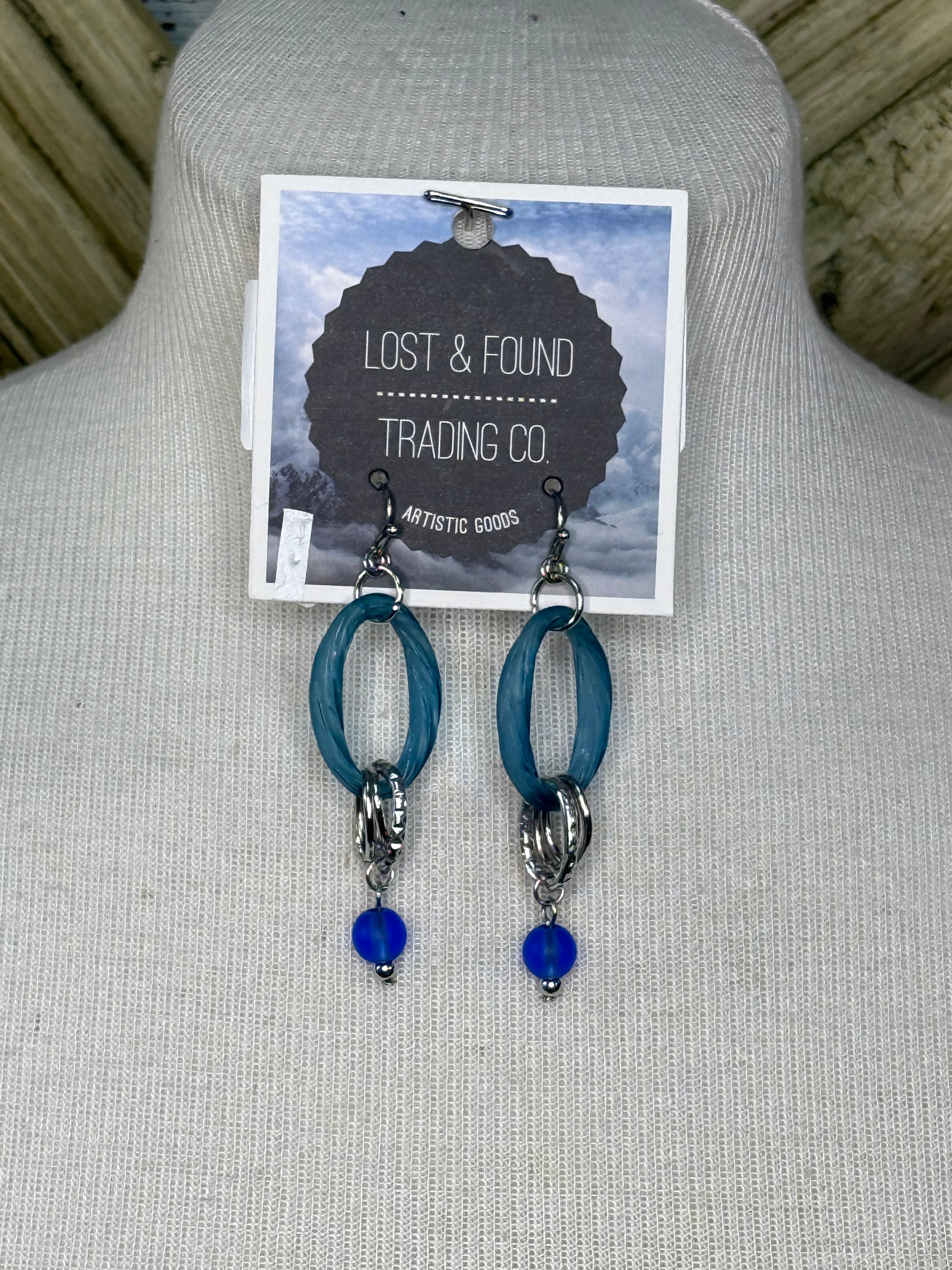 Lost and Found Blue Bead bangle earrings