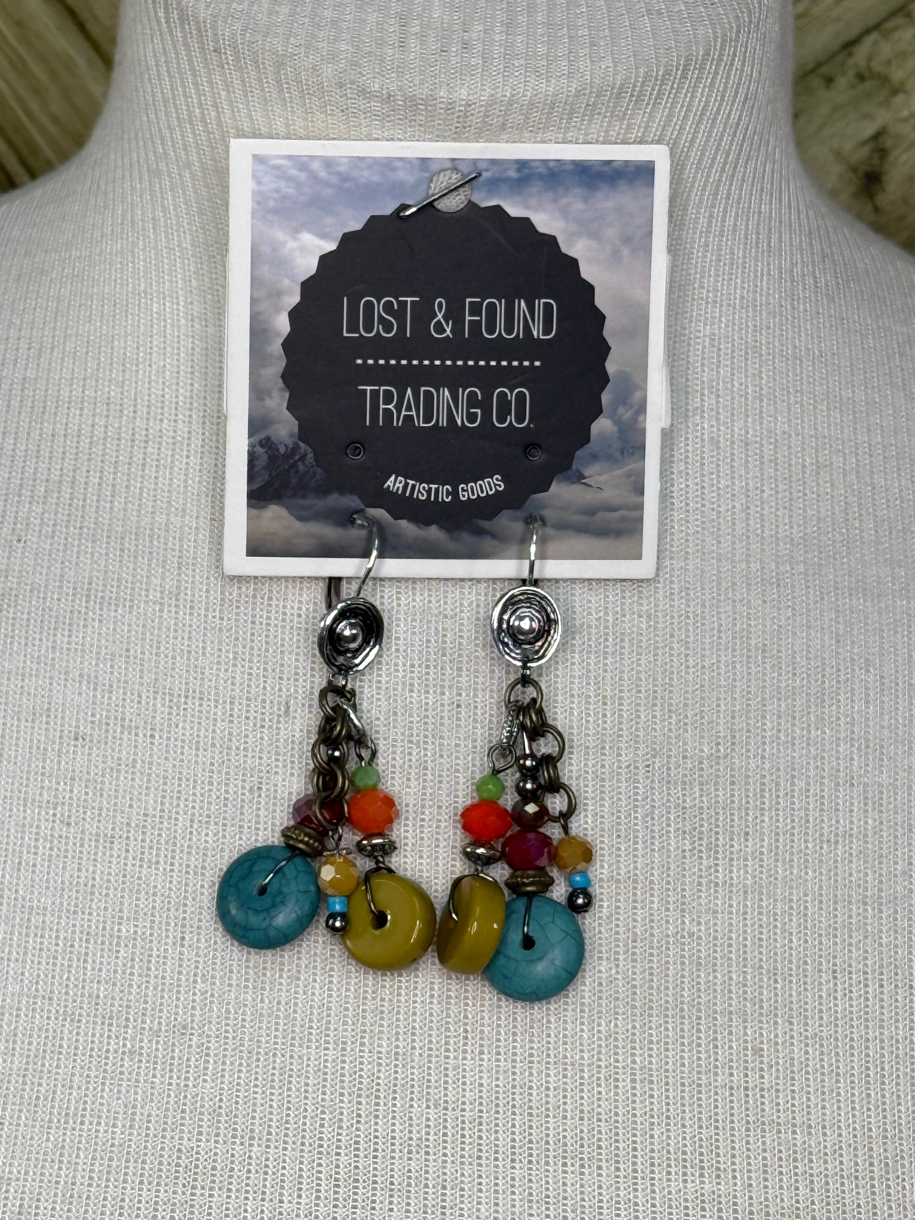 Lost and Found Multi color bead fringe earrings