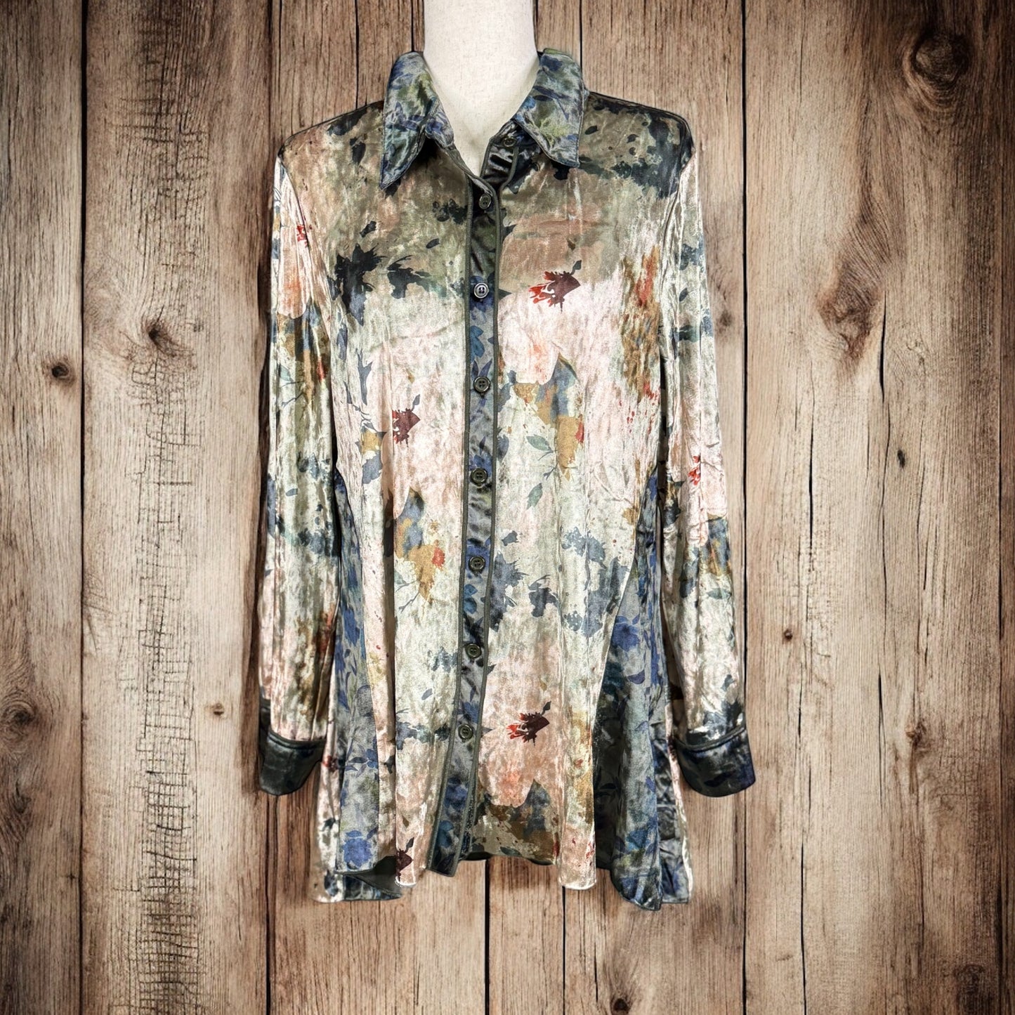 Adore velvet printed button down