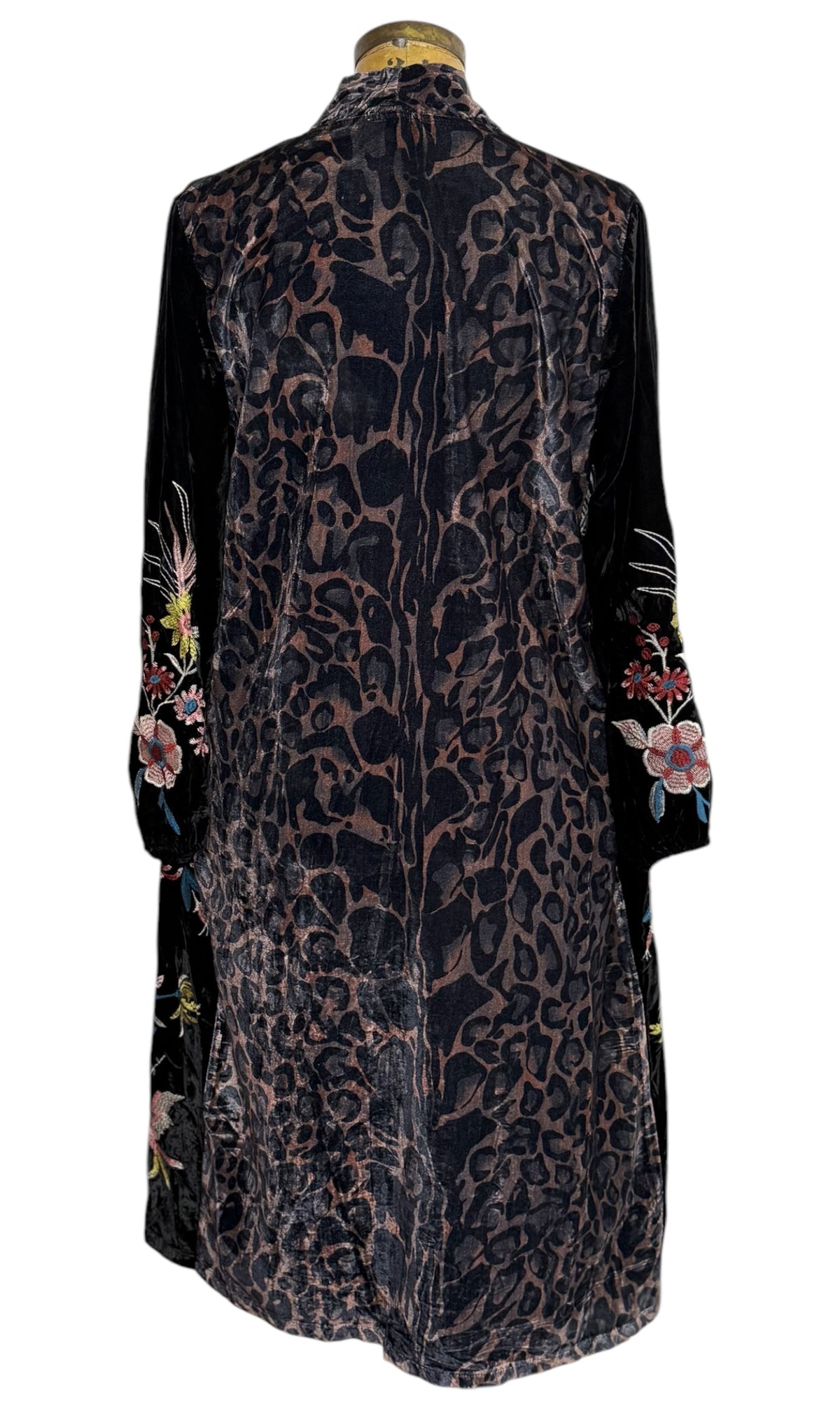 Velvet embroidered duster
