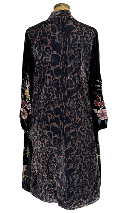 Velvet embroidered duster