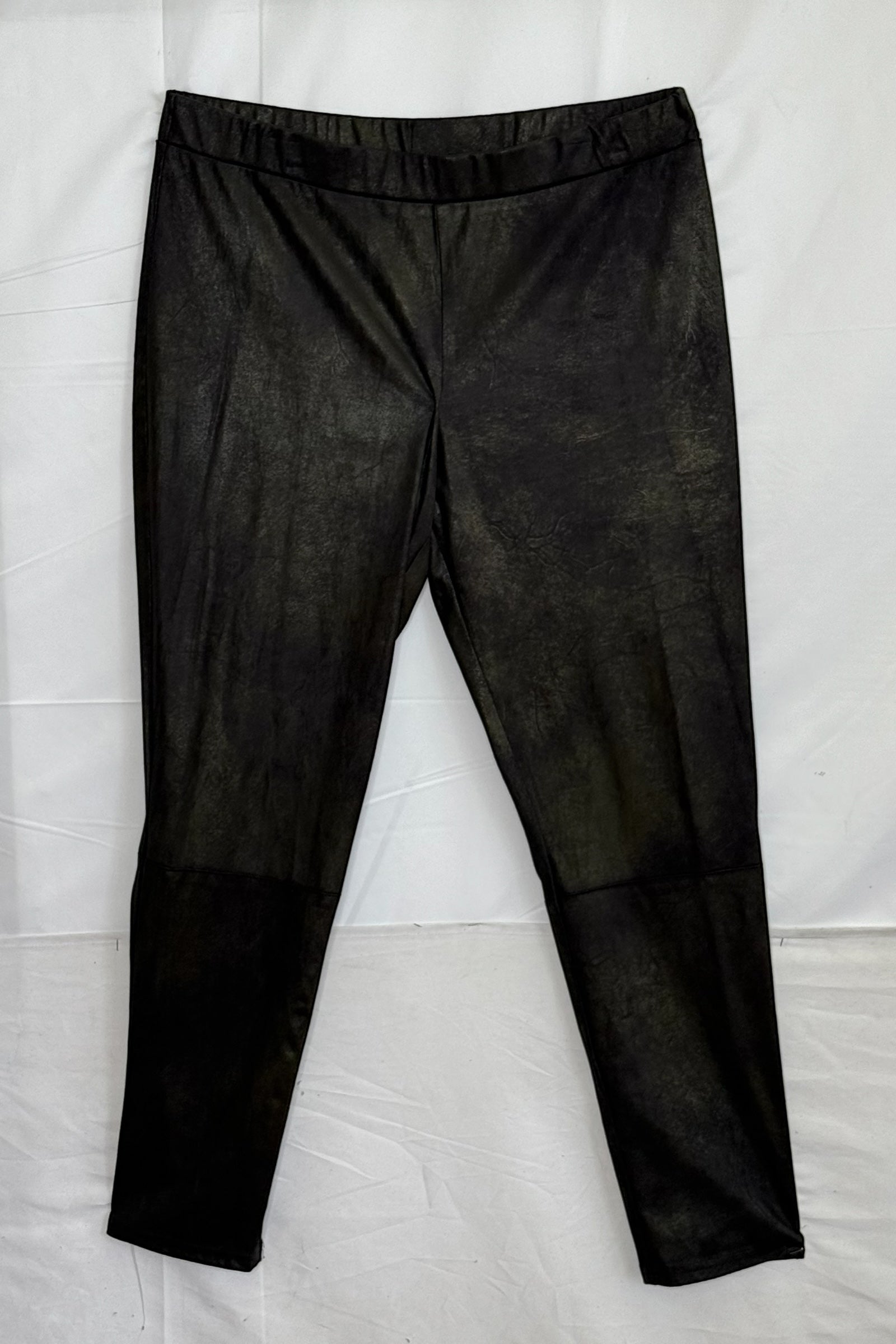Black Pebbled faux leather pull on pant