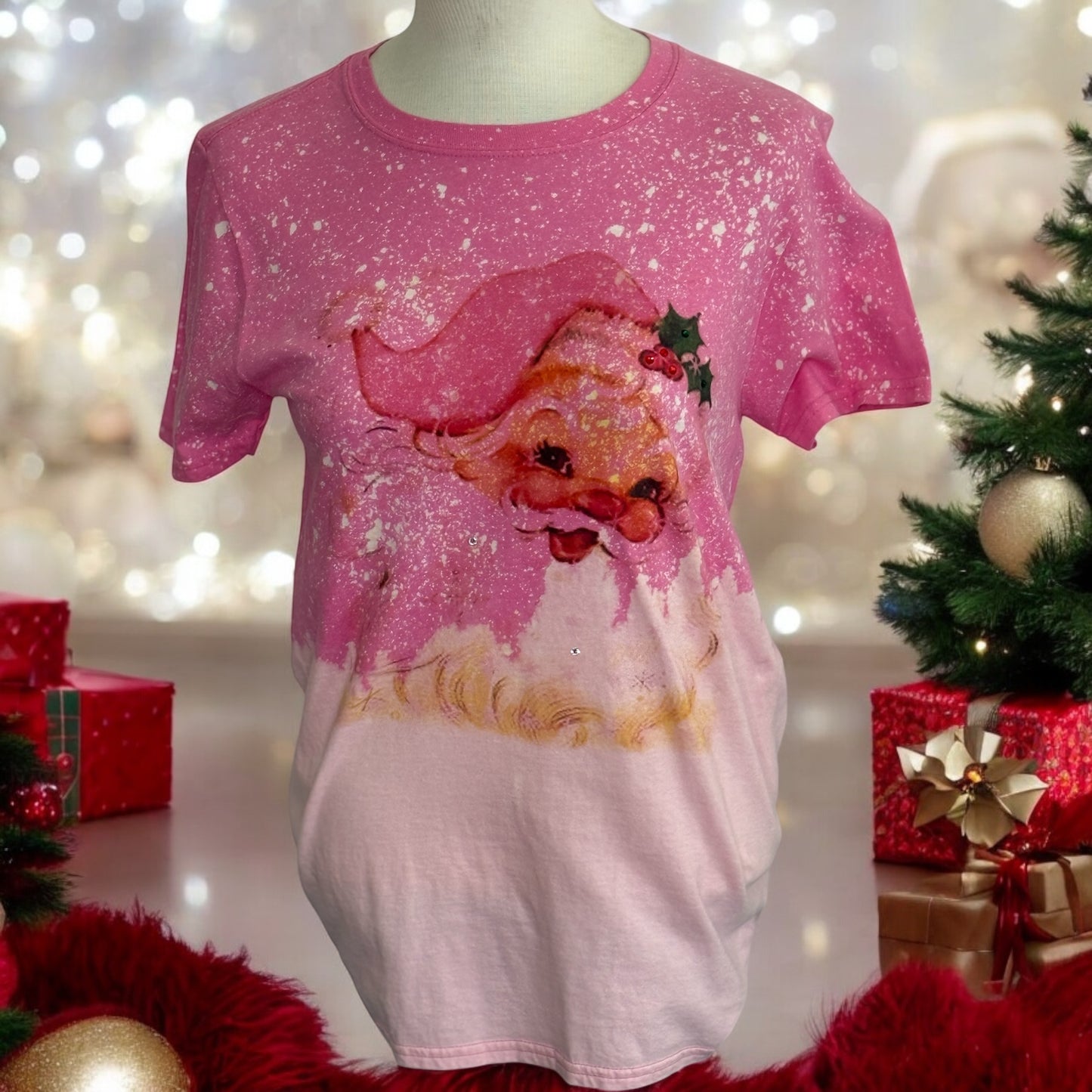 Bling a Gogo Bleached Christam Santa Tee