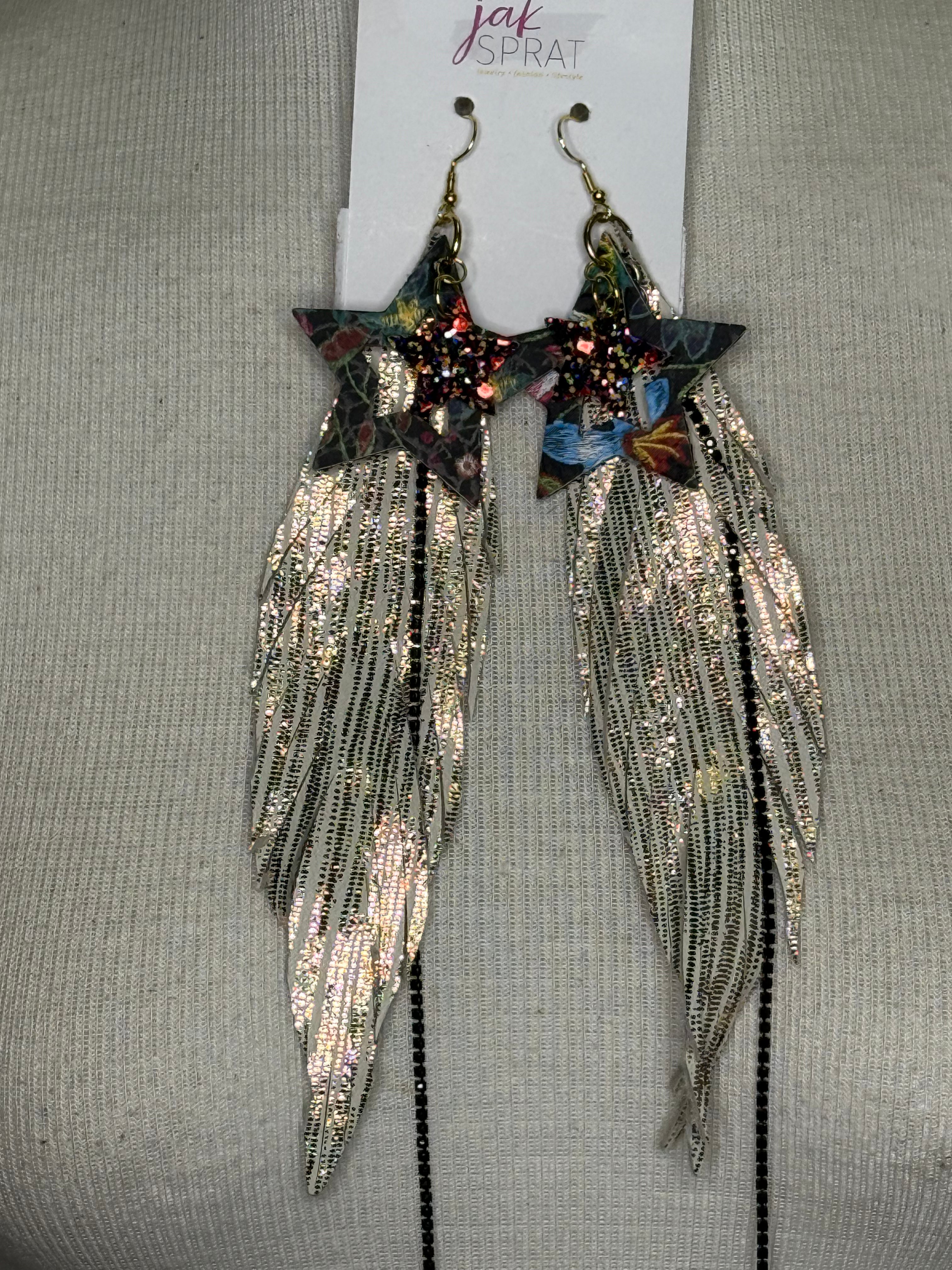 Jak Sprat Black Star Feather Earrings