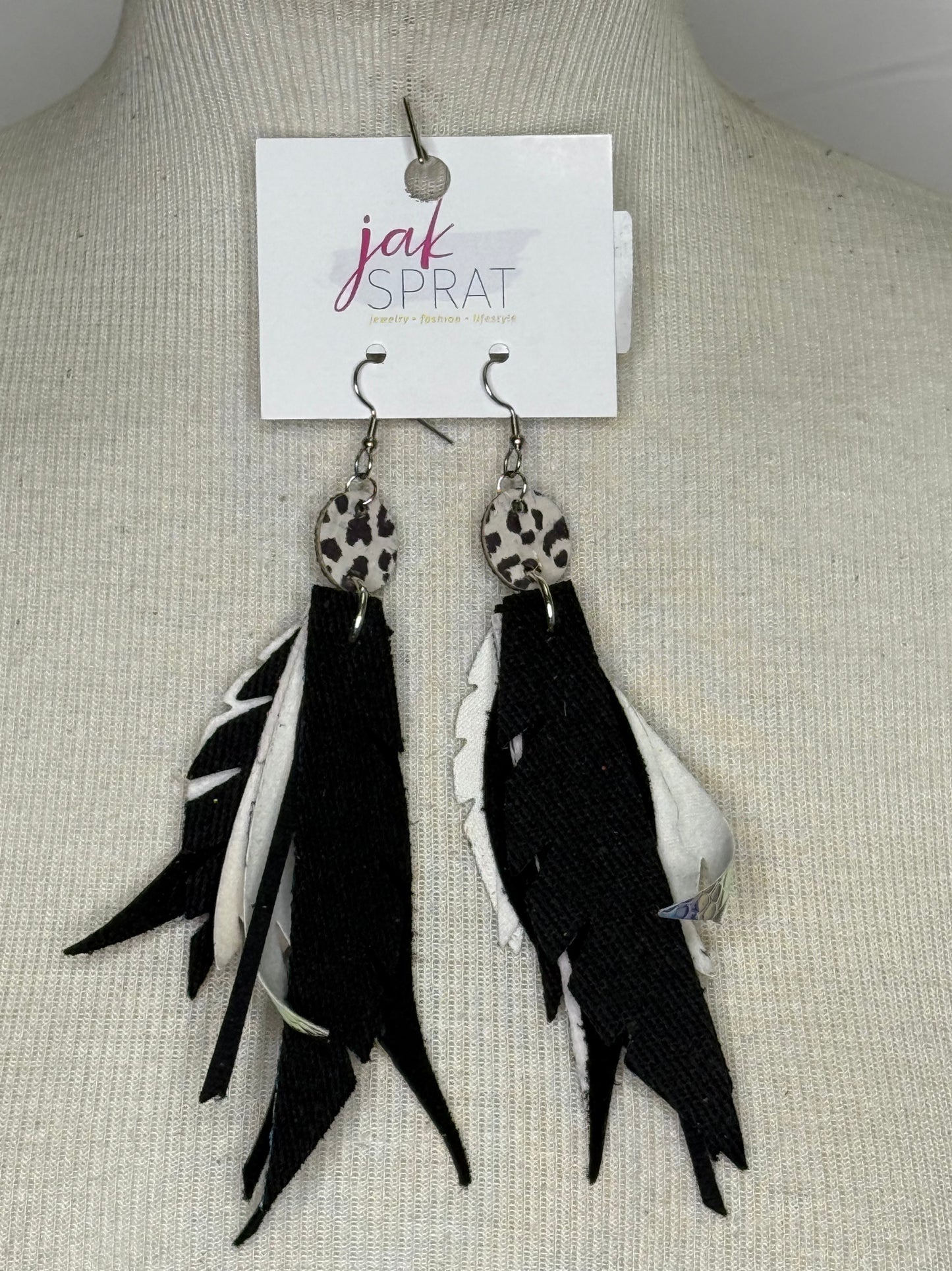 Jak Sprat  Navy Sparkle Feather Earrings