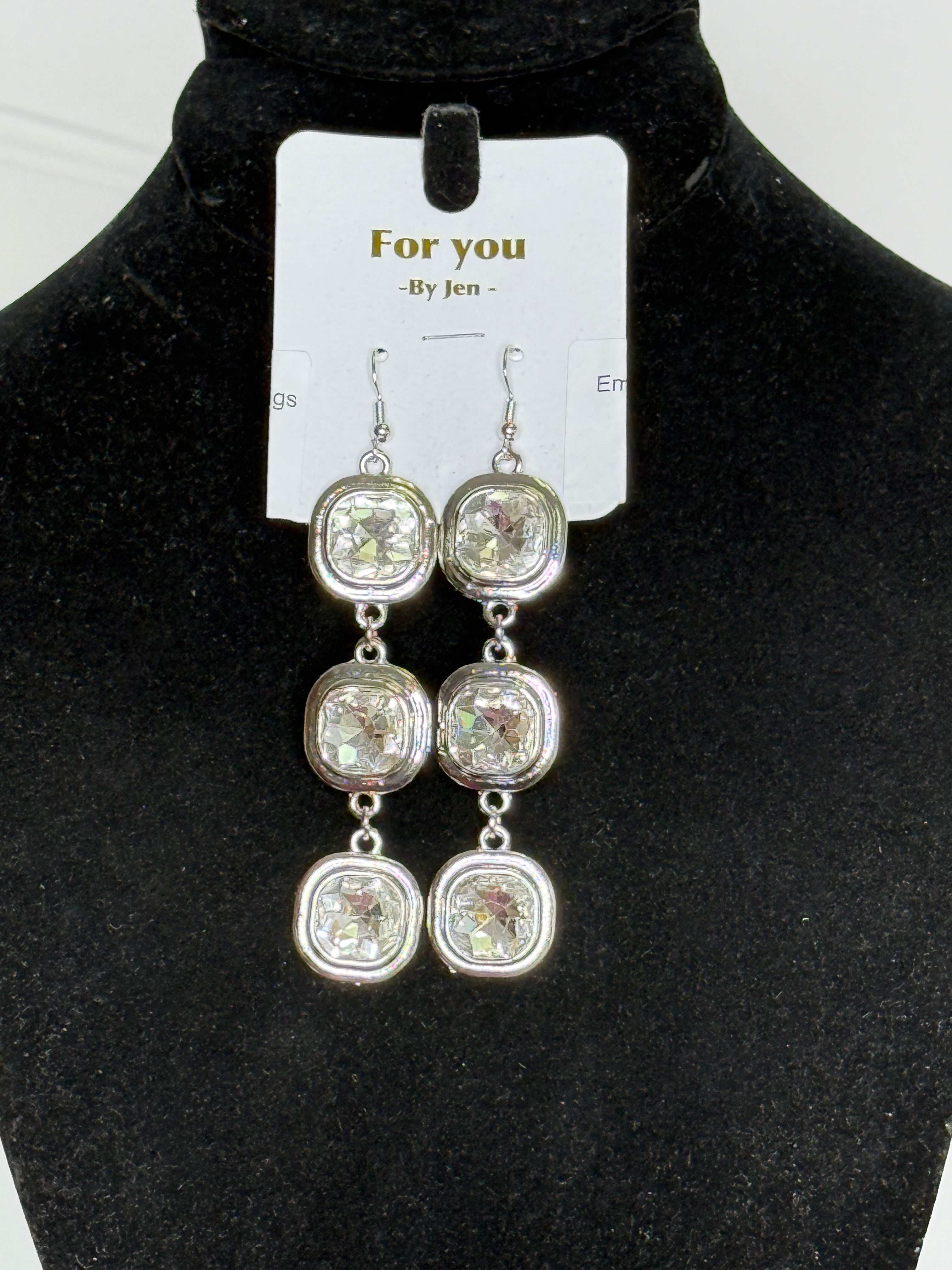 Emma Square Crystal Dangle Earrings