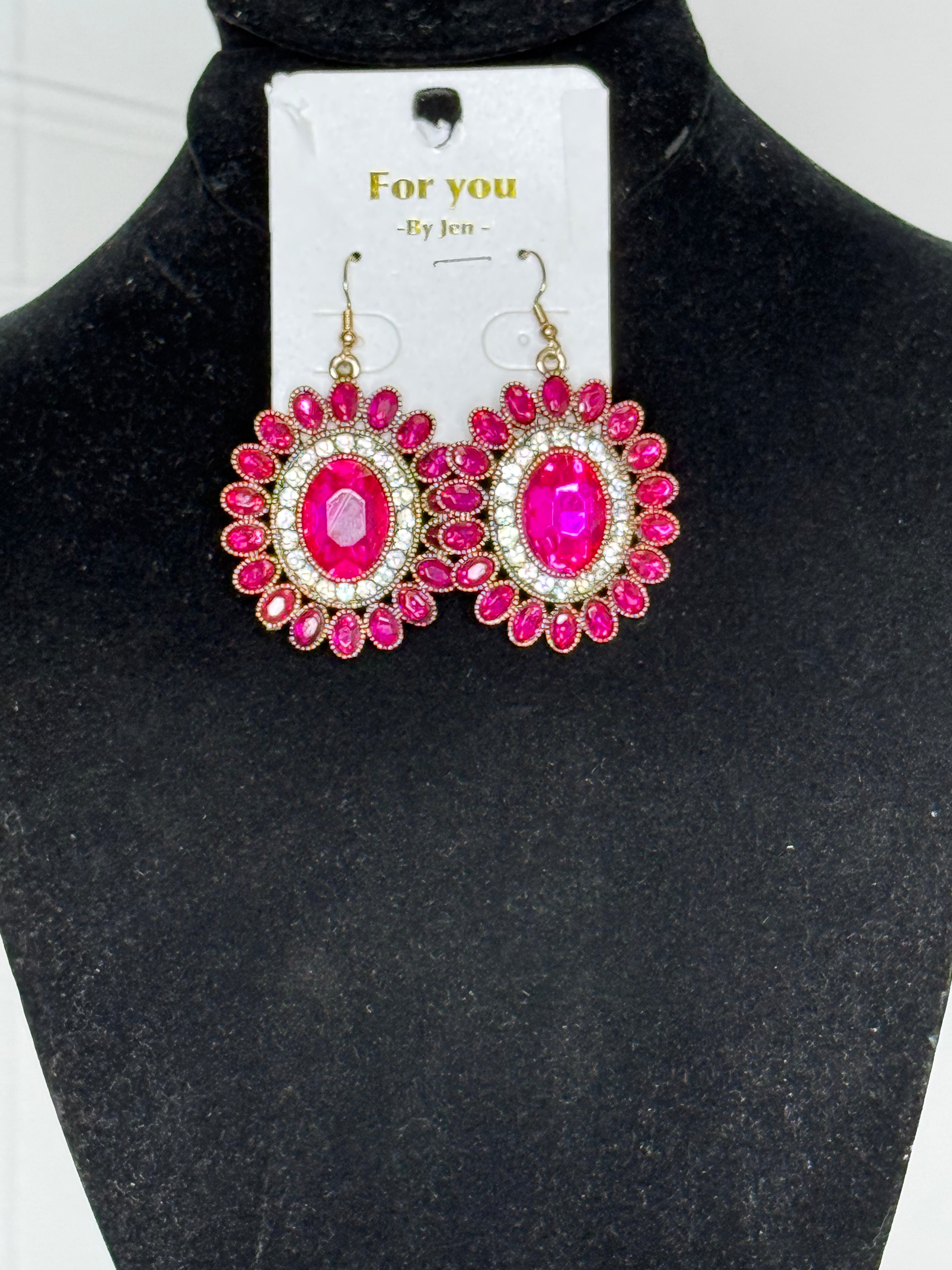 Emma Pink Shield Earrings