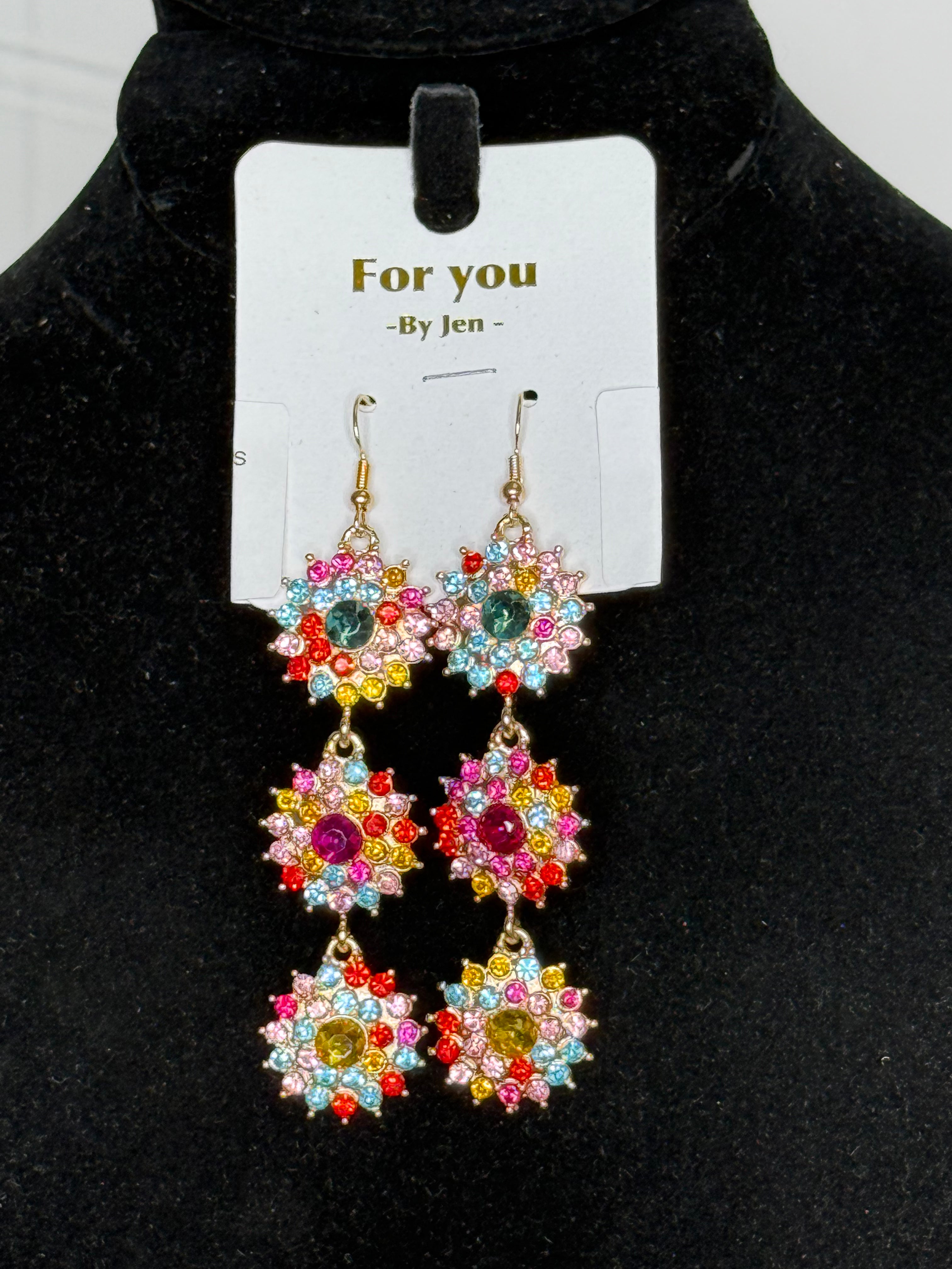 Emma Crystal multi Color Earrings