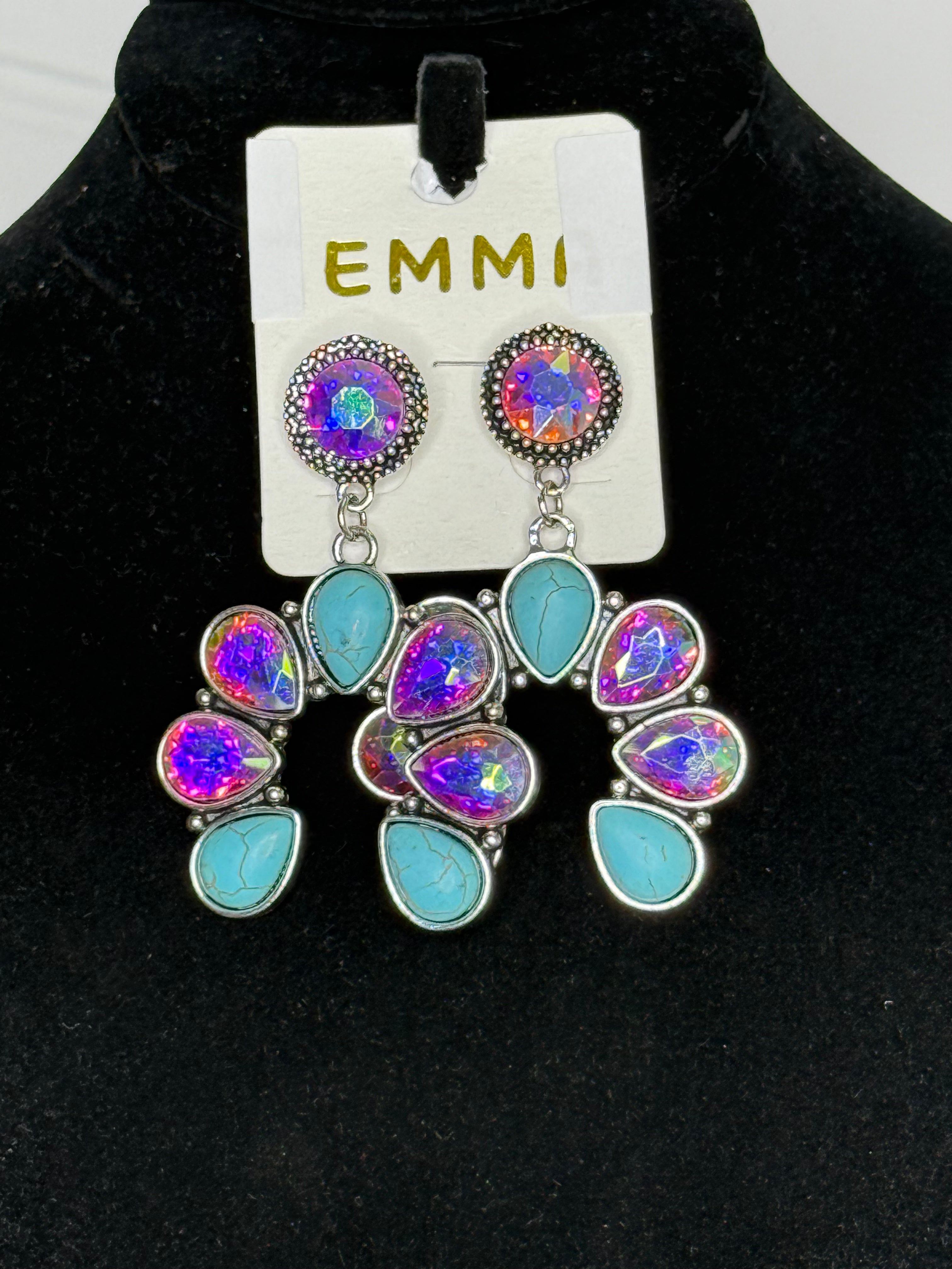 Emma Crystal Turq Earrings