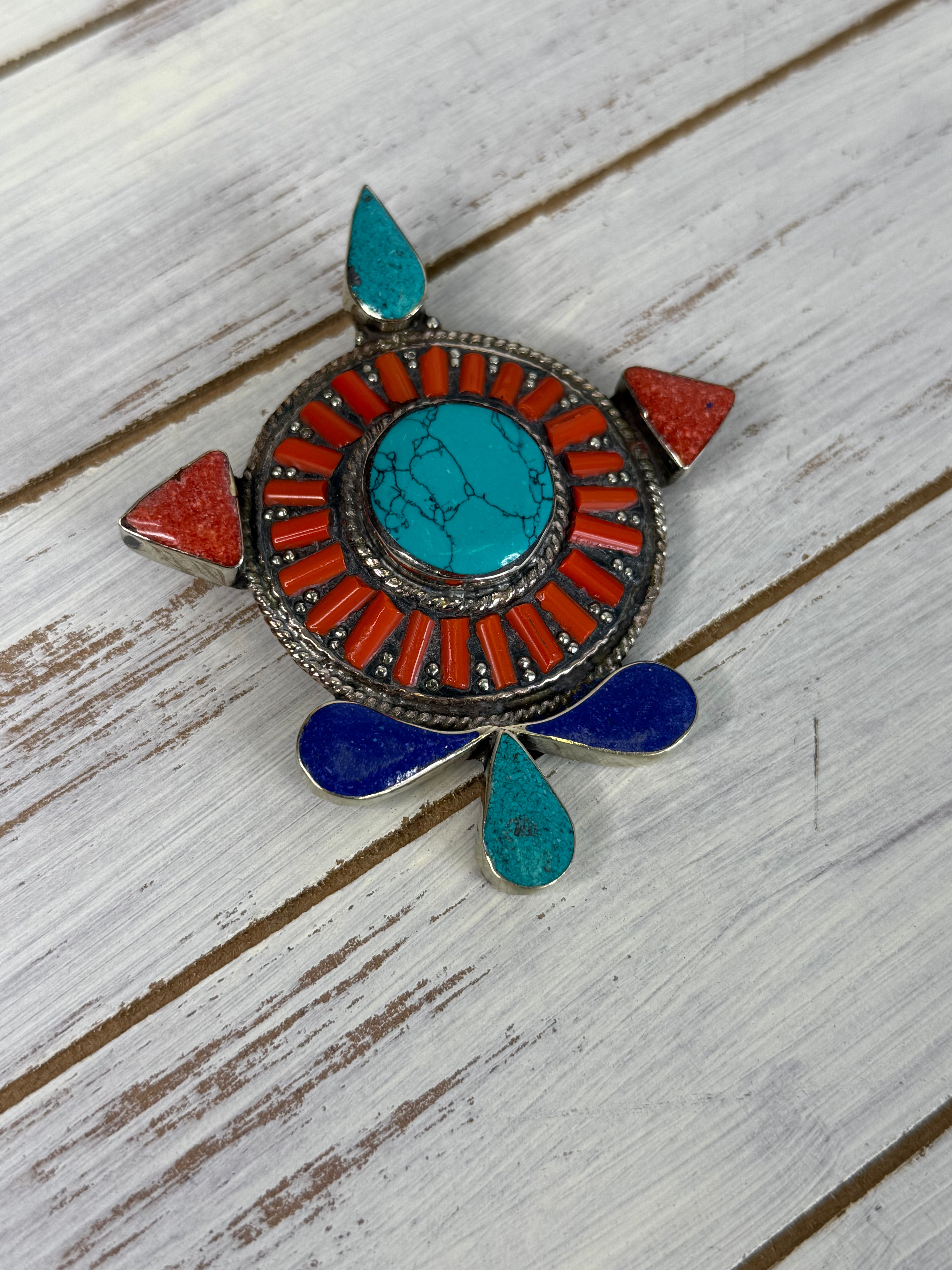 Turquoise lapis pendent