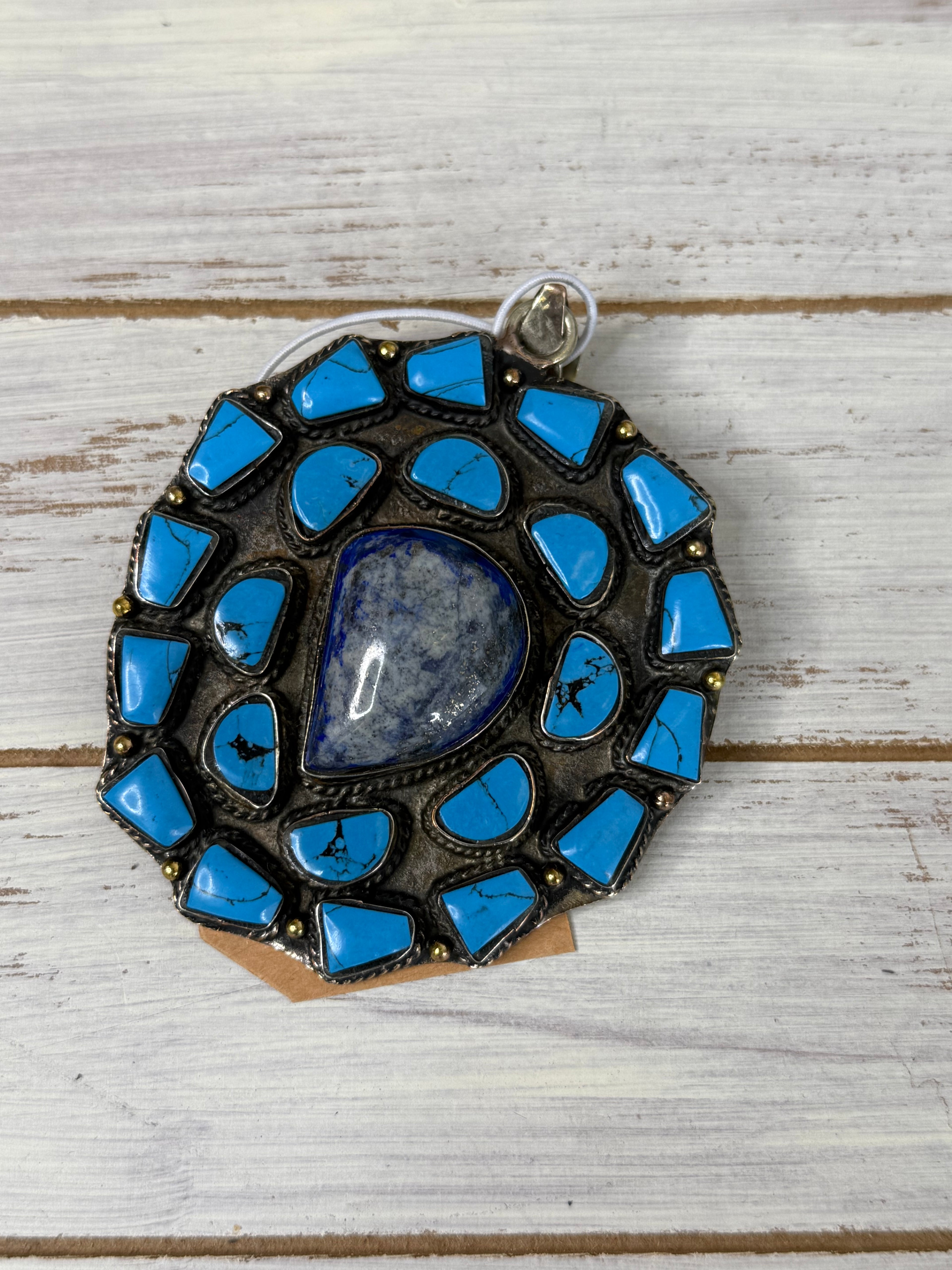 Lapis and Turqouise multi Stone Pendent
