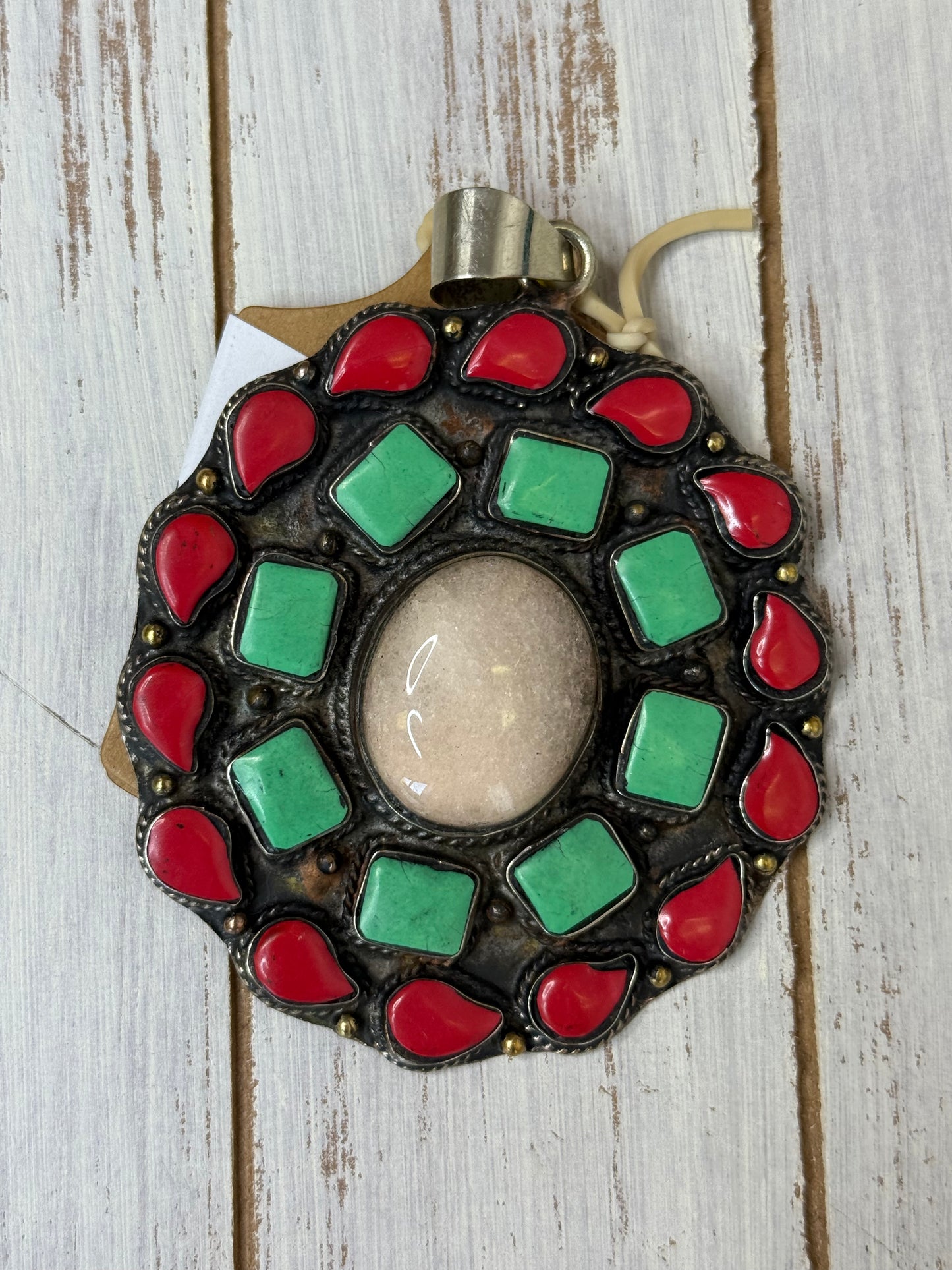 Coral Turqouise Quarts Penedent