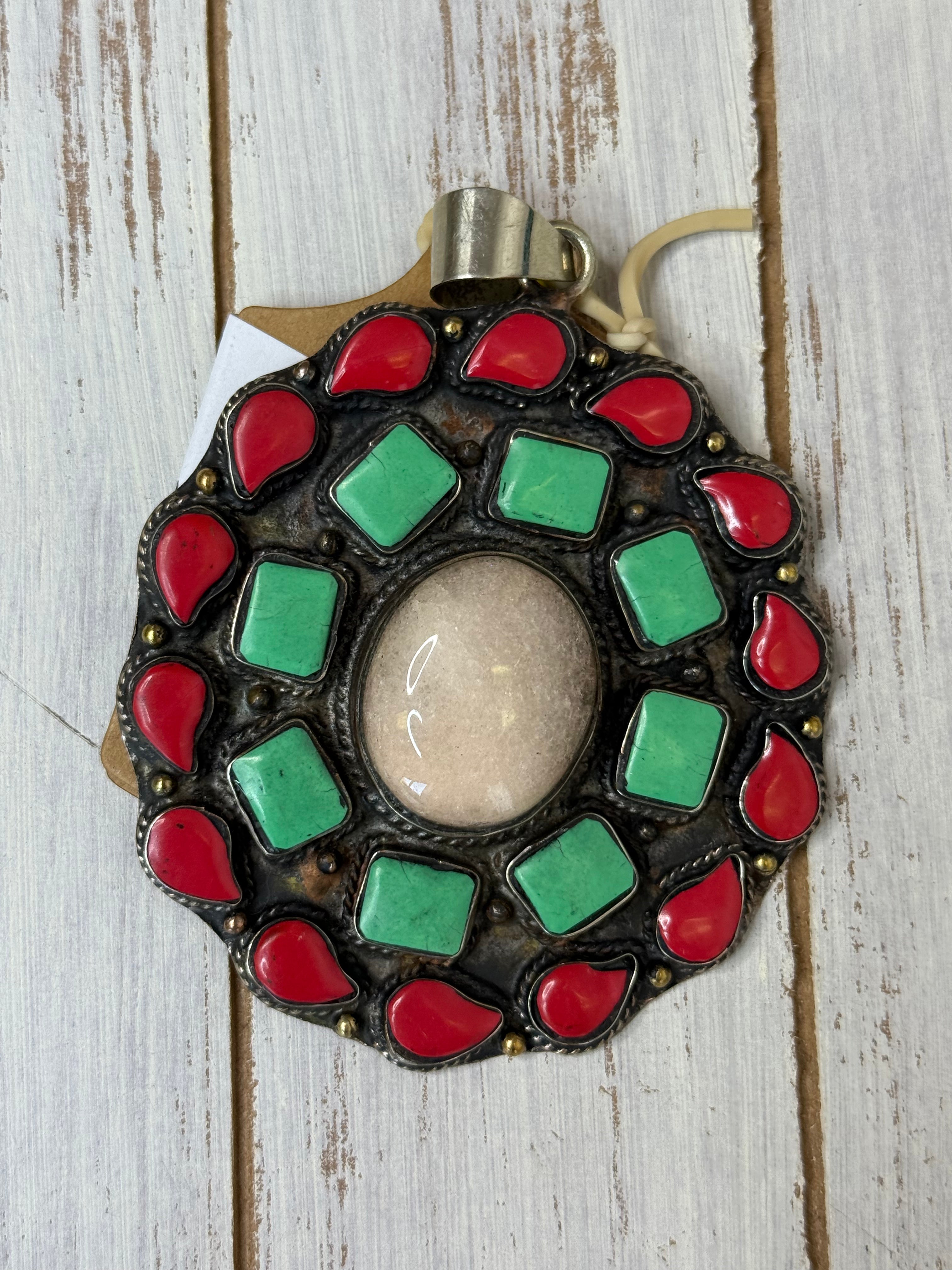 Coral Turqouise Quarts Penedent
