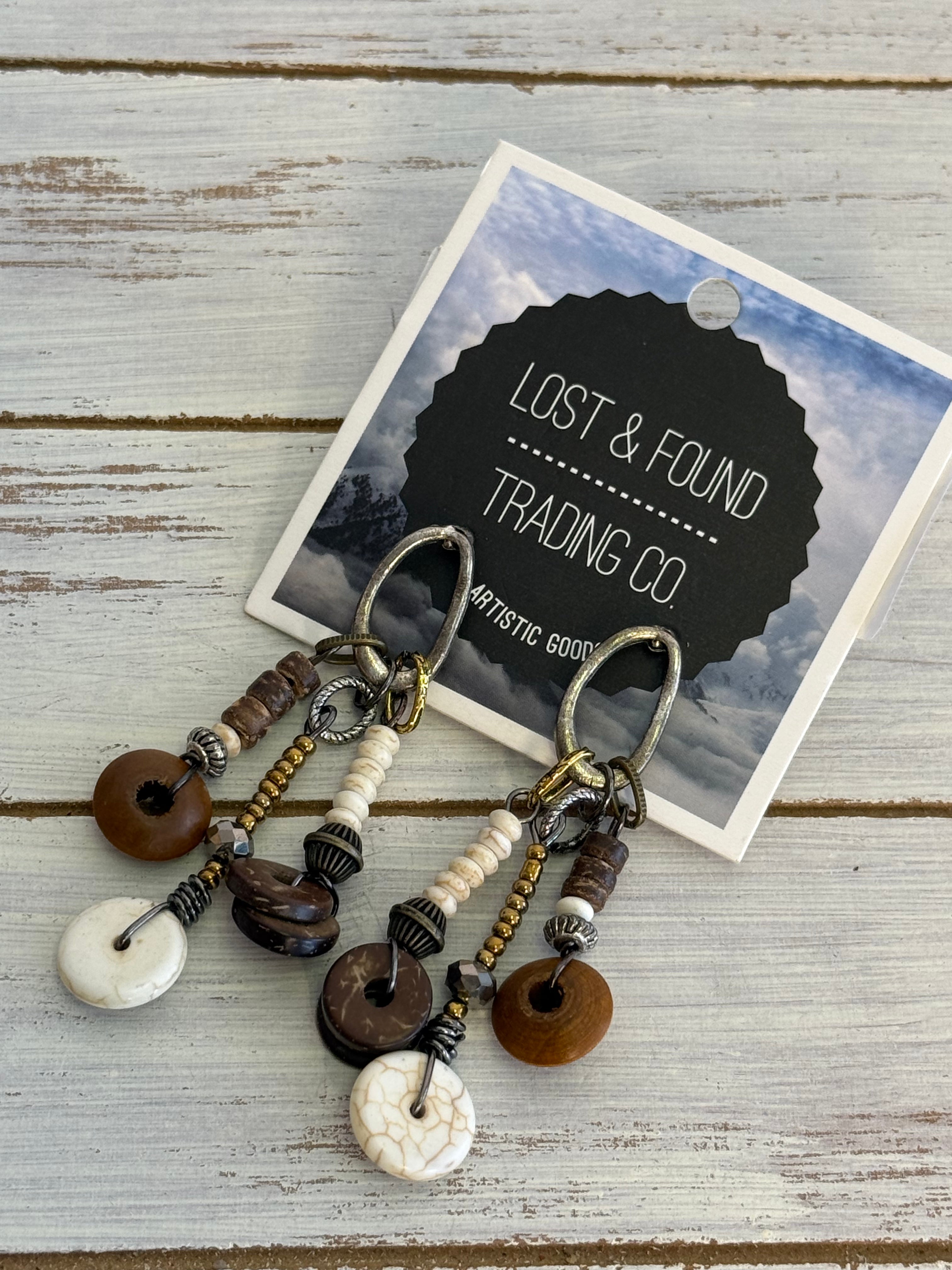 Lost and Found Brown Cream Dangle Earrings