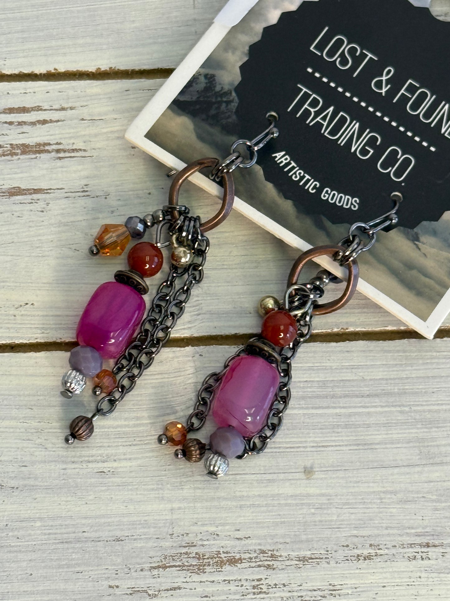 Lost and Found Pink multi dangle Earrings