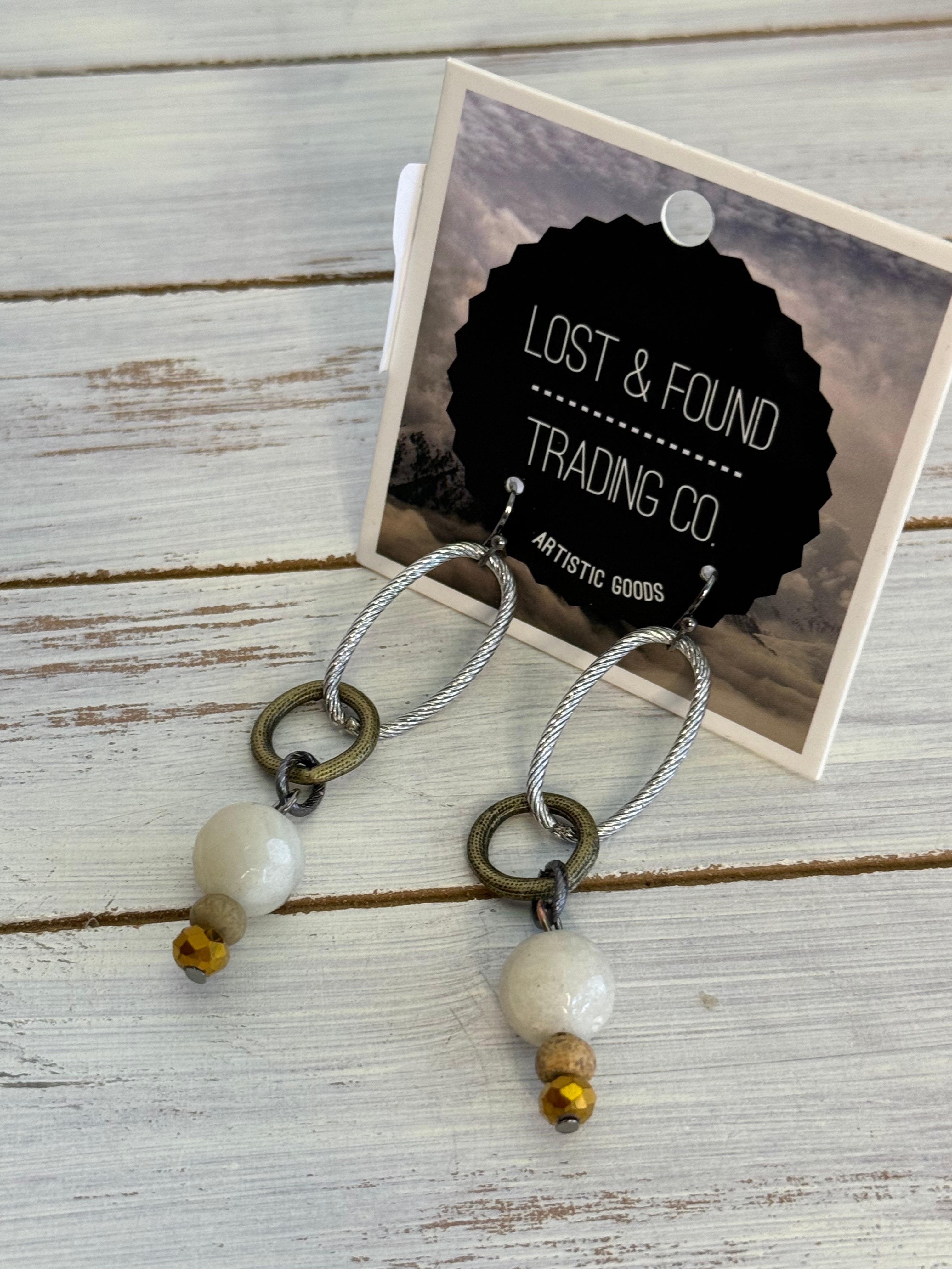 Lost and Found Cream Chainlink Earrings