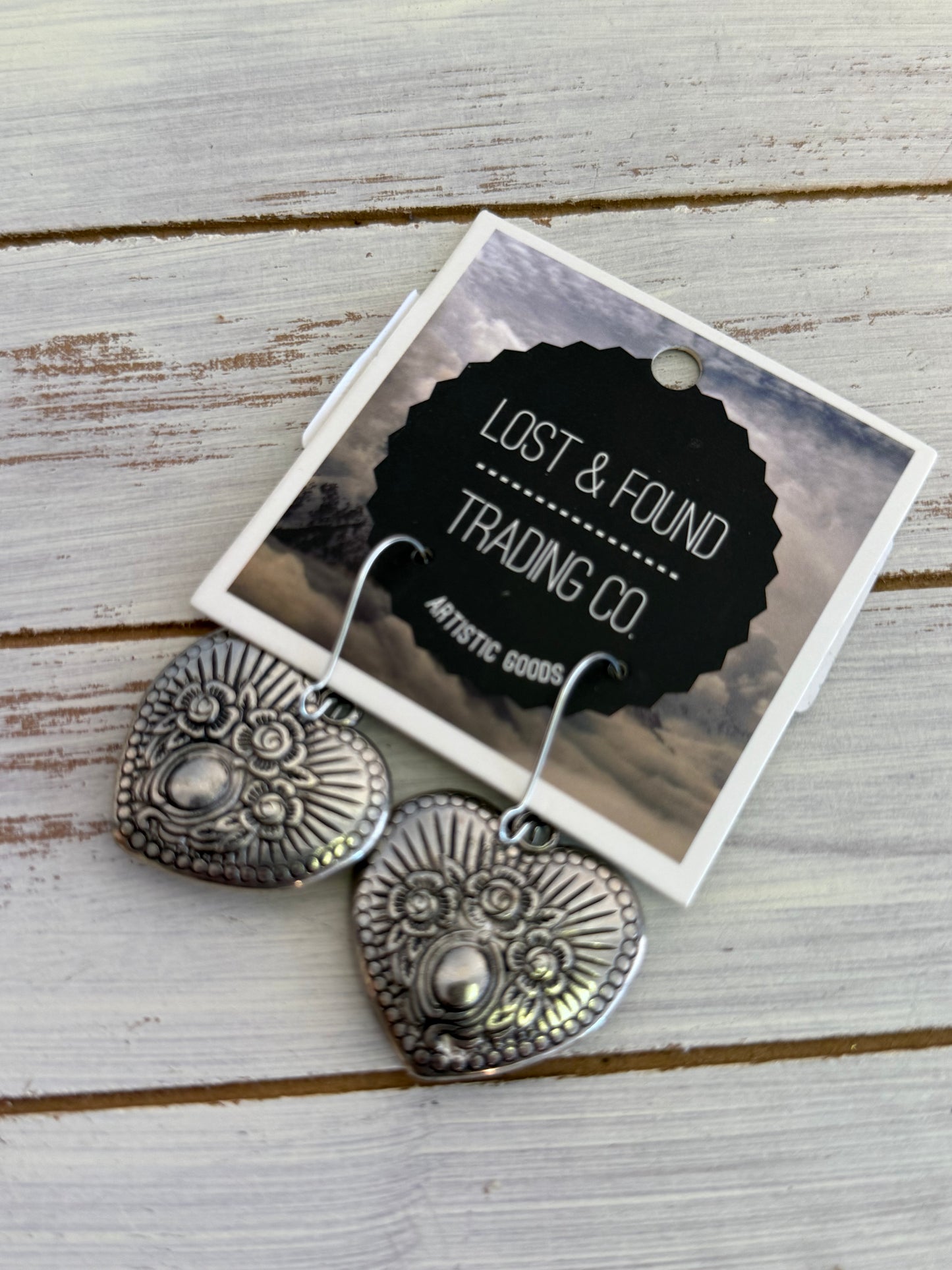 Lost and Found Silver Heart Earrings
