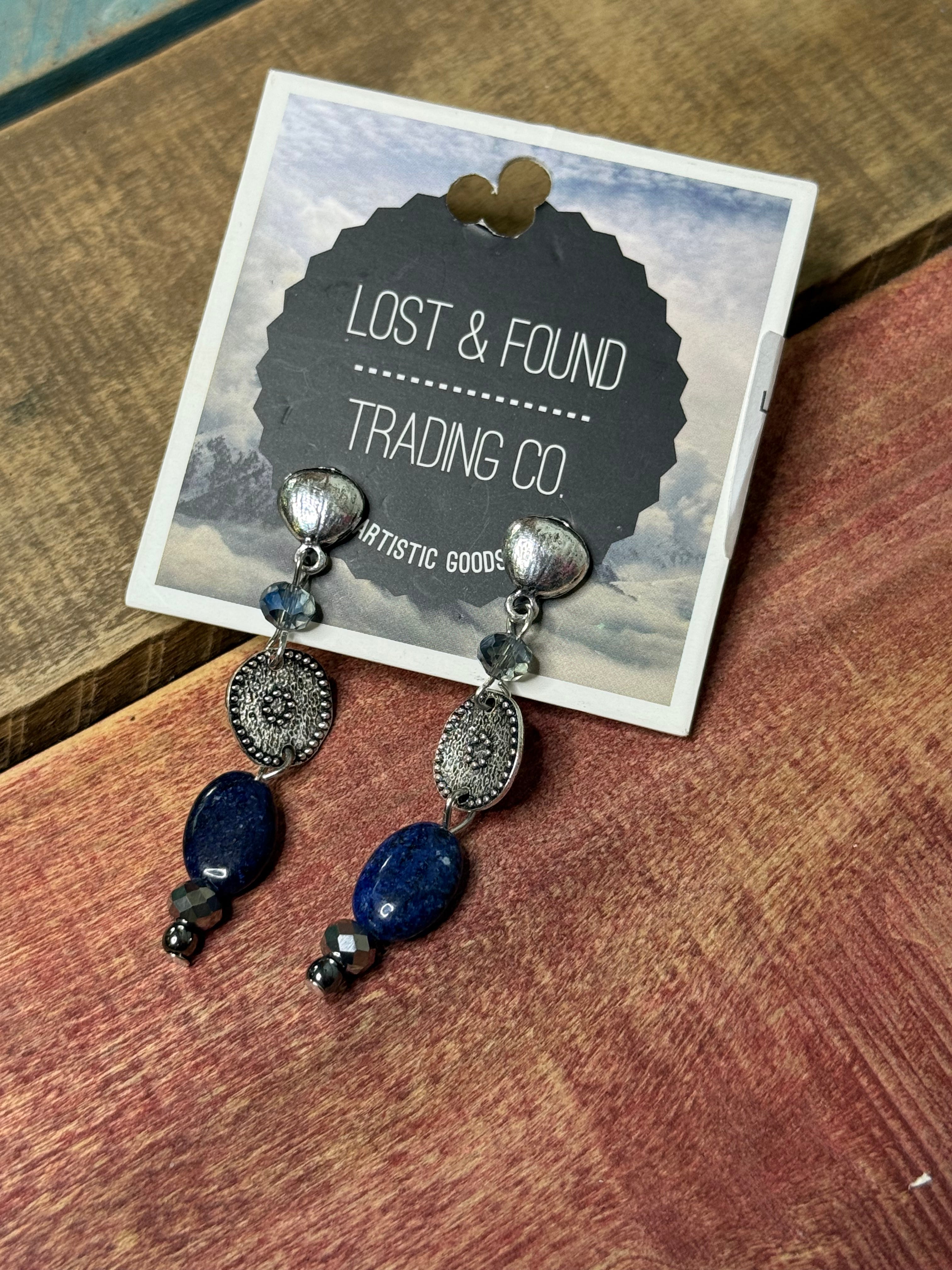 Lost and Found Blue Silver Dangle Earrings