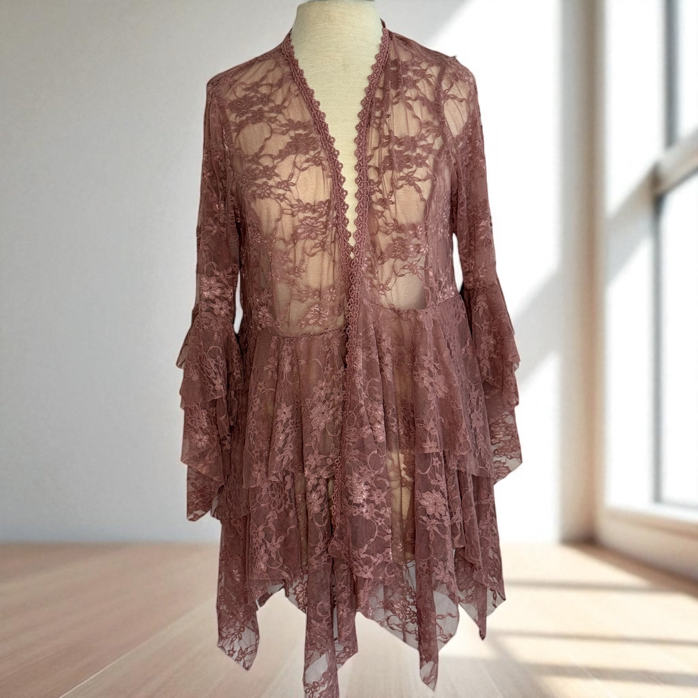 Origami Dusty Rose All Lace Cardigan