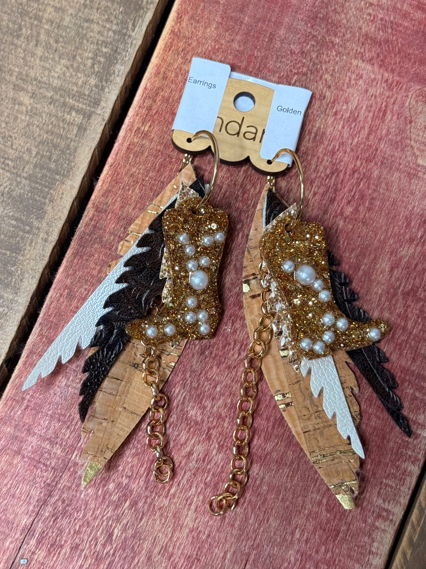 Multi Color Leather Feather Earrings