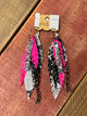Multi Color Leather Feather Earrings