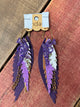 Multi Color Leather Feather Earrings